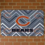 Blue Chevron Geometrics Chicago Bears Doormat - Non-Slip Fan Mat