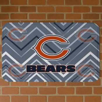 Blue Chevron Geometrics Chicago Bears Doormat - Non-Slip Fan Mat