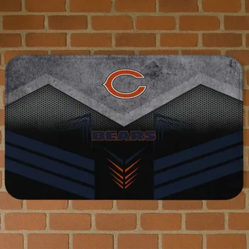 Black/Blue Chevron Points Chicago Bears Doormat - Non-Slip Fan Mat