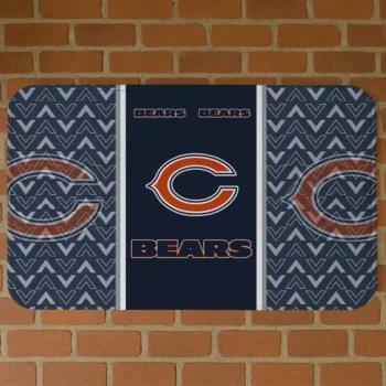 Blue Chevron Stack Chicago Bears Doormat - Non-Slip Fan Mat