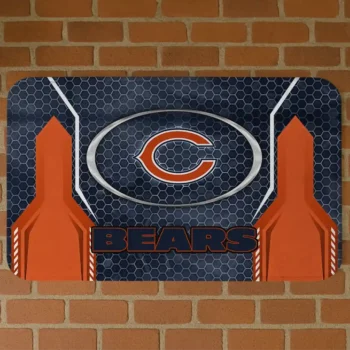 Blue Hexagon Oval Chicago Bears Doormat - Non-Slip Fan Mat