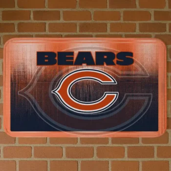Blue Pixel Blur Chicago Bears Doormat - Non-Slip Fan Mat