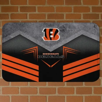 Black/Orange Chevron Points Cincinnati Bengals Doormat - Non-Slip Fan Mat