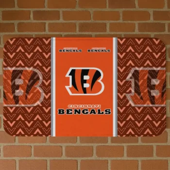 Orange Chevron Stack Cincinnati Bengals Doormat - Non-Slip Fan Mat