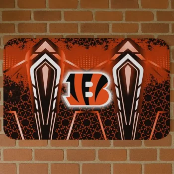 Orange Graphic Stripes Cincinnati Bengals Doormat - Non-Slip Fan Mat