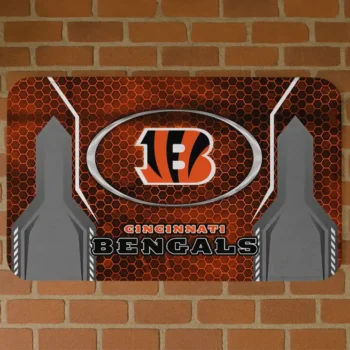 Orange Hexagon Oval Cincinnati Bengals Doormat - Non-Slip Fan Mat