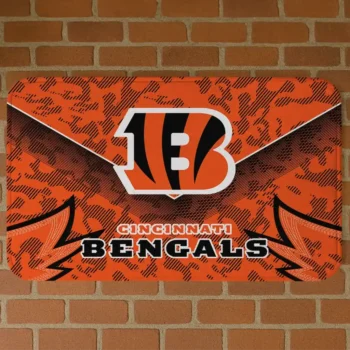 Orange Layered Lines Cincinnati Bengals Doormat - Non-Slip Fan Mat