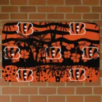 Black/Orange Palm Silhouette Cincinnati Bengals Doormat - Non-Slip Fan Mat