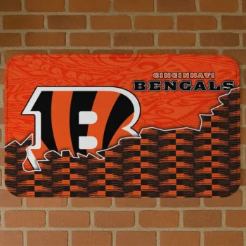 Black/Orange Tribal Detailing Cincinnati Bengals Doormat - Non-Slip Fan Mat