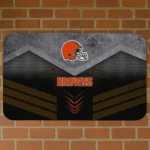 Black/Brown Chevron Points Cleveland Browns Doormat - Non-Slip Fan Mat