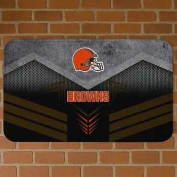 Black/Brown Chevron Points Cleveland Browns Doormat - Non-Slip Fan Mat