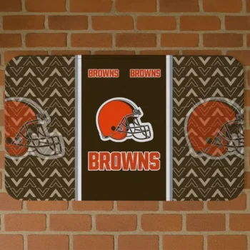 Brown Chevron Stack Cleveland Browns Doormat - Non-Slip Fan Mat