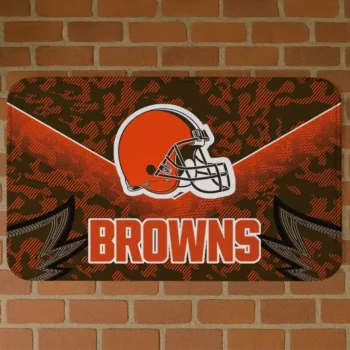 Brown Layered Lines Cleveland Browns Doormat - Non-Slip Fan Mat