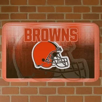 Brown Pixel Blur Cleveland Browns Doormat - Non-Slip Fan Mat