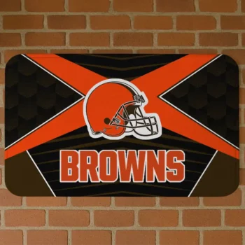 Black/Brown Techno Camo Cleveland Browns Doormat - Non-Slip Fan Mat