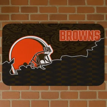 Black/Brown Tribal Detailing Cleveland Browns Doormat - Non-Slip Fan Mat