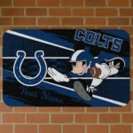 Custom Black/Blue Mickey Quarterback Indianapolis Colts Doormat - Personalized Non-Slip Fan Mat