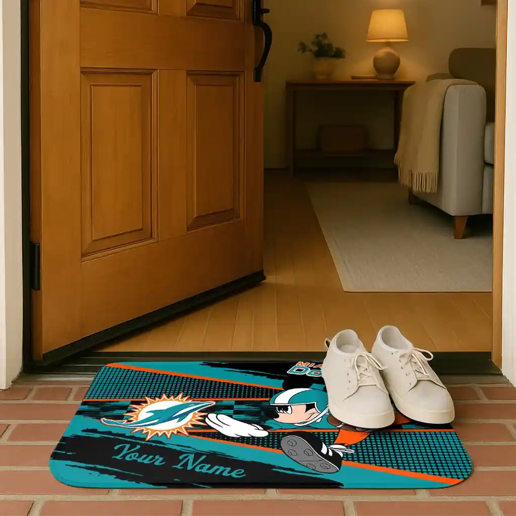 custom-miami-dolphins-mickey-quarterback-aqua-black-doormat-fashion-forward.webp