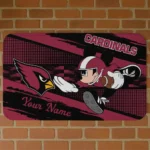 Custom Black/Red Mickey Quarterback Arizona Cardinals Doormat - Personalized Non-Slip Fan Mat