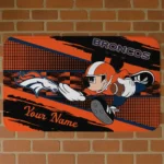 Custom Black/Orange Mickey Quarterback Denver Broncos Doormat - Personalized Non-Slip Fan Mat