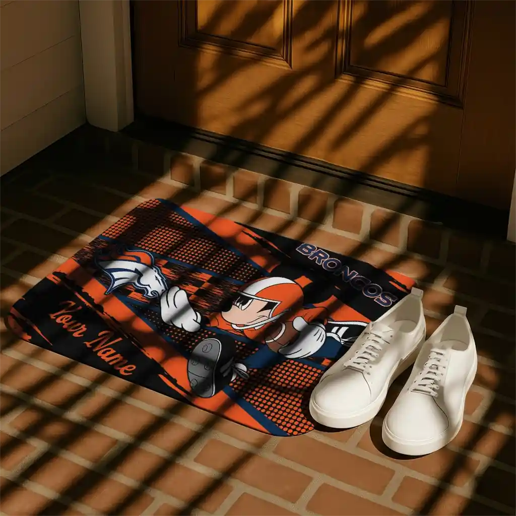 customized-denver-broncos-mickey-quarterback-orange-black-doormat-trendy.webp
