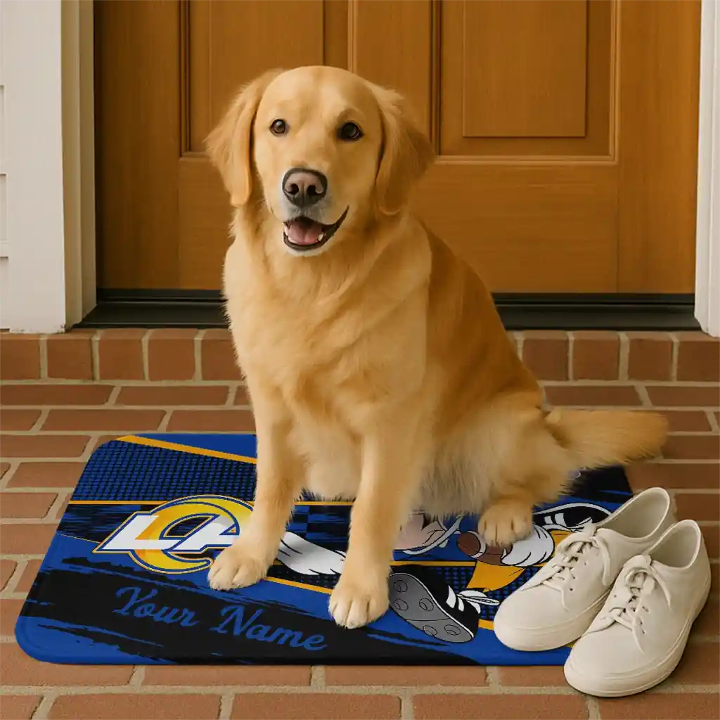 customized-los-angeles-rams-mickey-quarterback-blue-black-doormat-high-quality.webp
