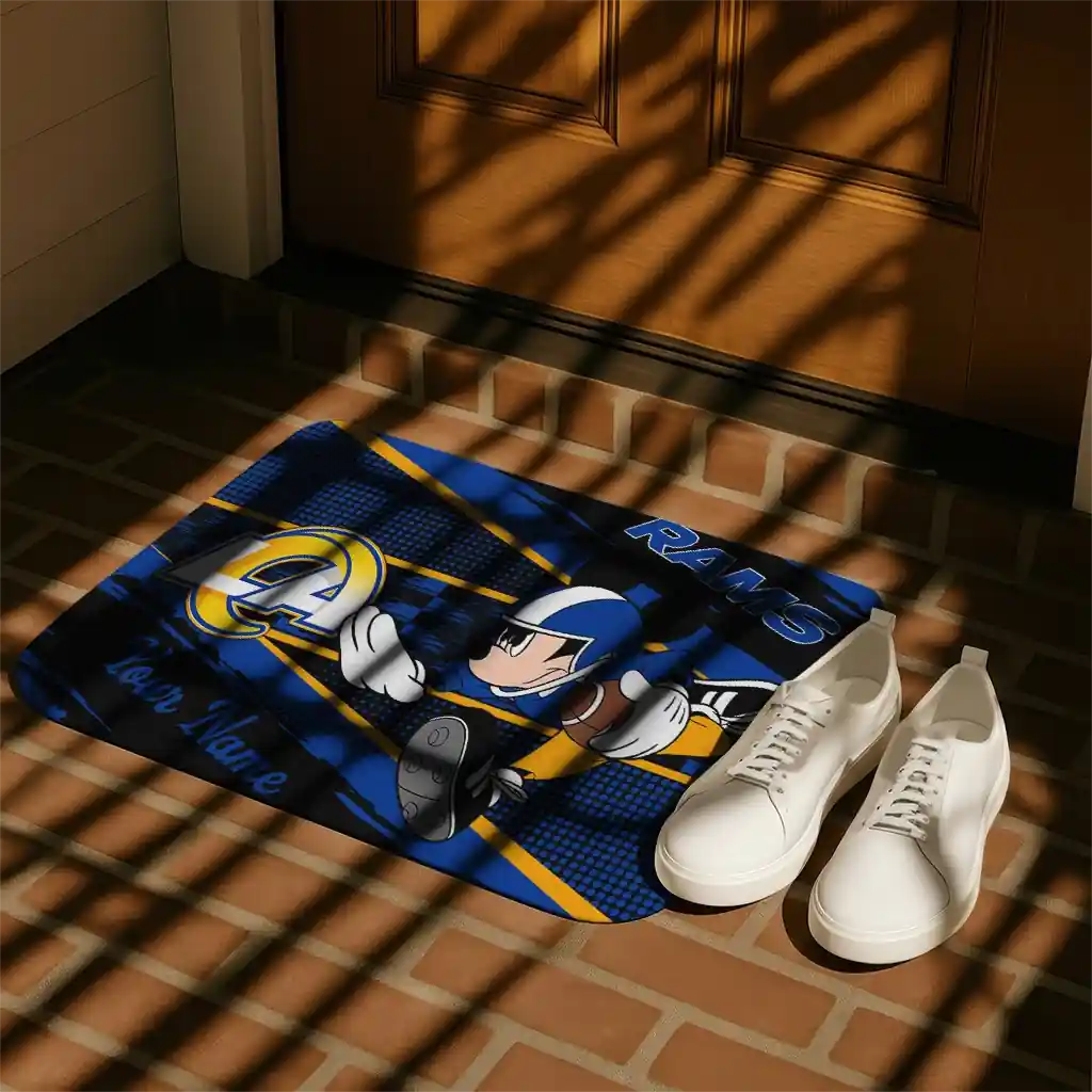 customized-los-angeles-rams-mickey-quarterback-blue-black-doormat-trendy.webp