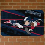 Custom Black/Blue Mickey Quarterback New England Patriots Doormat - Personalized Non-Slip Fan Mat