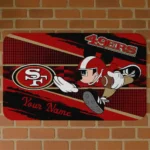 Custom Black/Red Mickey Quarterback San Francisco 49ers Doormat - Personalized Non-Slip Fan Mat