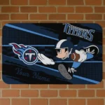 Custom Black/Navy Mickey Quarterback Tennessee Titans Doormat - Personalized Non-Slip Fan Mat