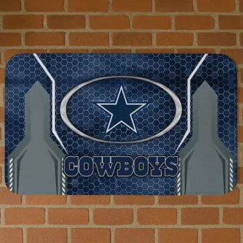 Blue Hexagon Oval Dallas Cowboys Doormat - Non-Slip Fan Mat