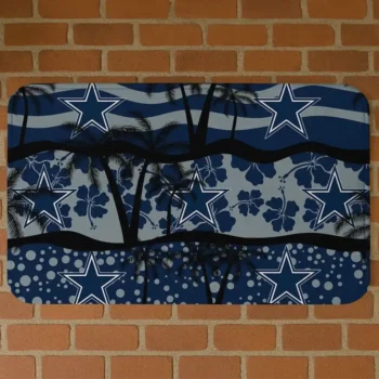 Black/Blue Palm Silhouette Dallas Cowboys Doormat - Non-Slip Fan Mat