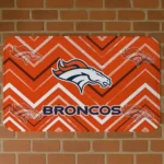 Orange Chevron Geometrics Denver Broncos Doormat - Non-Slip Fan Mat