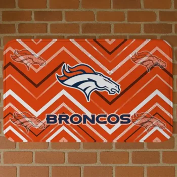 Orange Chevron Geometrics Denver Broncos Doormat - Non-Slip Fan Mat