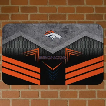 Black/Orange Chevron Points Denver Broncos Doormat - Non-Slip Fan Mat