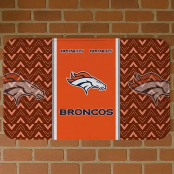 Orange Chevron Stack Denver Broncos Doormat - Non-Slip Fan Mat