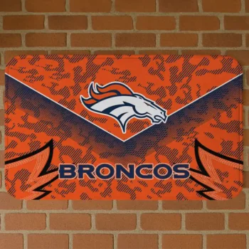 Orange Layered Lines Denver Broncos Doormat - Non-Slip Fan Mat