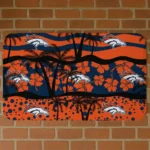 Black/Orange Palm Silhouette Denver Broncos Doormat - Non-Slip Fan Mat