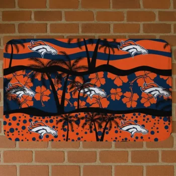 Black/Orange Palm Silhouette Denver Broncos Doormat - Non-Slip Fan Mat