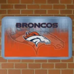 Orange Pixel Blur Denver Broncos Doormat - Non-Slip Fan Mat