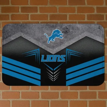 Black/Blue Chevron Points Detroit Lions Doormat - Non-Slip Fan Mat