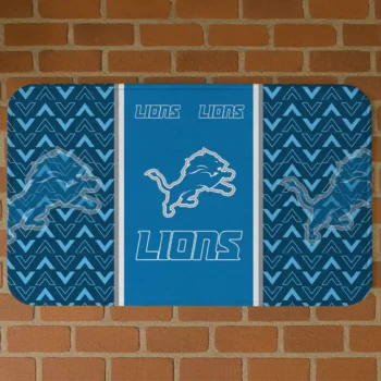 Blue Chevron Stack Detroit Lions Doormat - Non-Slip Fan Mat