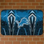 Blue Graphic Stripes Detroit Lions Doormat - Non-Slip Fan Mat