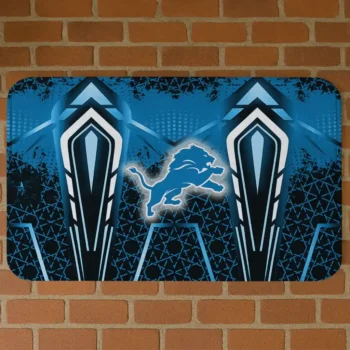 Blue Graphic Stripes Detroit Lions Doormat - Non-Slip Fan Mat