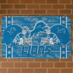Blue Helmet Illustration Detroit Lions Doormat - Non-Slip Fan Mat