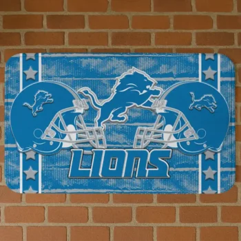 Blue Helmet Illustration Detroit Lions Doormat - Non-Slip Fan Mat