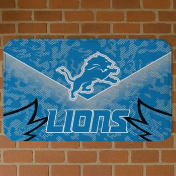Blue Layered Lines Detroit Lions Doormat - Non-Slip Fan Mat