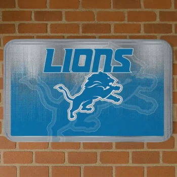 Blue Pixel Blur Detroit Lions Doormat - Non-Slip Fan Mat