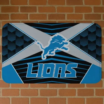 Black/Blue Techno Camo Detroit Lions Doormat - Non-Slip Fan Mat