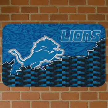 Black/Blue Tribal Detailing Detroit Lions Doormat - Non-Slip Fan Mat